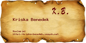 Kriska Benedek névjegykártya